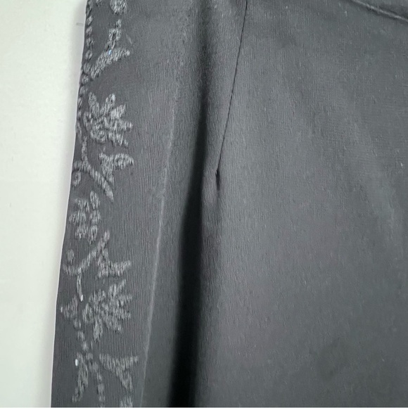 Vintage Addition Elle Black Chiffon Beaded Floral Dress Pants Size 14 - Picture 2 of 10